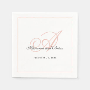 Monogram Blush Pink en White Servet