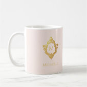 Monogram Blush Pink Gold Crest Naam Koffiemok (Links)