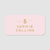 Monogram Blush Pink Gold Minimalist Elegant Naamplaatje (Voorkant)