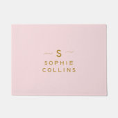 Monogram Blush Pink Gold Minimalist Elegant Name Deurmat (Voorkant)