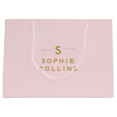 Monogram Blush Pink Gold Minimalist Elegant Name Groot Cadeauzakje (Voorkant)