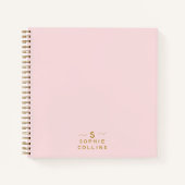 Monogram Blush Pink Gold Minimalist Elegant Name Notitieboek (Voorkant)