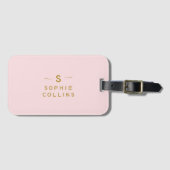 Monogram Blush Pink Gold Naam Bagagelabel (Voorkant (horizontaal))