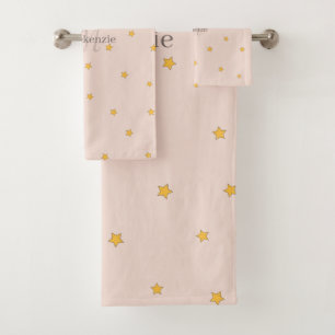 Monogram Blush Pink Lucky Stars Nom personnalisé S