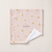 Monogram Blush Pink Lucky Stars Nom personnalisé S (Gant de toilette)