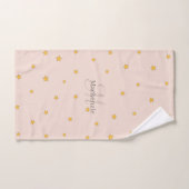 Monogram Blush Pink Lucky Stars Nom personnalisé S (Serviette à main)