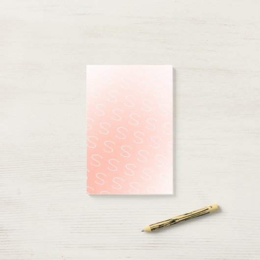 Monogram Blush Pink Modern Elegant Chic Initiaal Post-it® Notes (Op bureau)