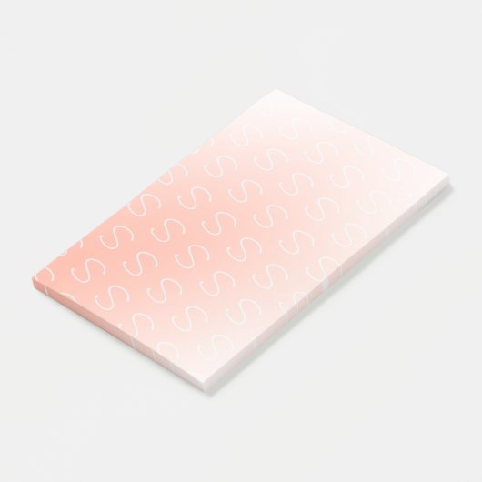 Monogram Blush Pink Modern Elegant Chic Initiaal Post-it® Notes (Schuin)