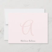 Monogram Blush Pink Modern Minimalist Feminine Bedankkaart (Voorkant)