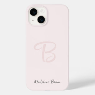 Monogram Blush Pink Modern Minimalist Feminine Case-Mate iPhone 14 Hoesje