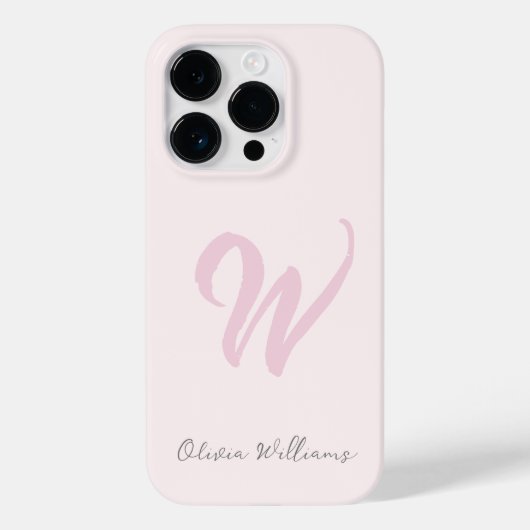 Monogram Blush Pink Modern Minimalist Feminine Case-Mate iPhone Case (Achterkant)