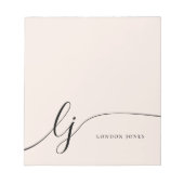 Monogram Blush Pink Modern Minimalist Feminine Notitieblok (Voorkant)