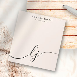 Monogram Blush Pink Modern Minimalist Feminine Notitieblok