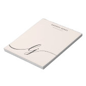 Monogram Blush Pink Modern Minimalist Feminine Notitieblok (Gedraaid)