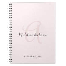 Monogram Blush Pink Modern Minimalist Feminine