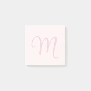 Monogram Blush Pink Modern Minimalist Feminine Post-it® Notes