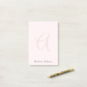 Monogram Blush Pink Modern Minimalist Feminine Post-it® Notes (Op bureau)