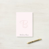 Monogram Blush Pink Modern Minimalist Feminine Post-it® Notes (Op bureau)