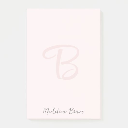 Monogram Blush Pink Modern Minimalist Feminine Post-it® Notes (Voorkant)