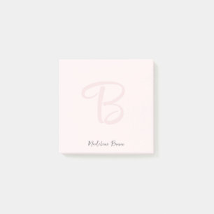 Monogram Blush Pink Modern Minimalist Feminine Post-it® Notes