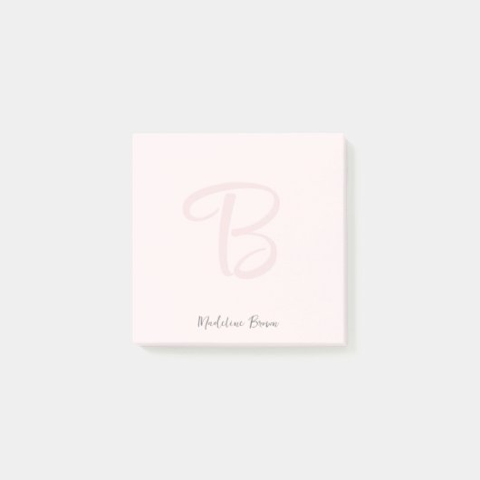 Monogram Blush Pink Modern Minimalist Feminine Post-it® Notes (Voorkant)