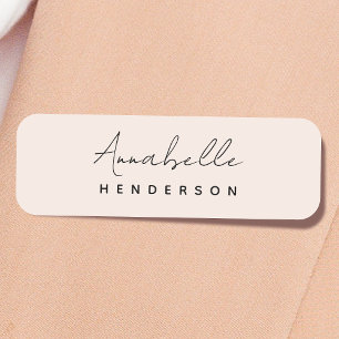 Monogram Blush Pink Moderne, minimalistische vro Naamplaatje