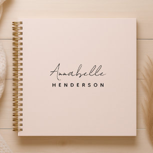 Monogram Blush Pink Moderne, minimalistische vro Notitieboek