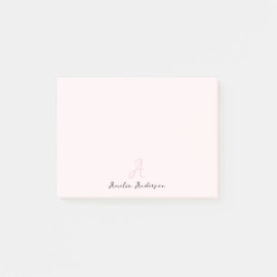 Monogram Blush Pink Moderne, minimalistische vro Post-it® Notes
