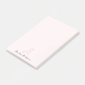 Monogram Blush Pink | Moderne, minimalistische vro Post-it® Notes (Schuin)