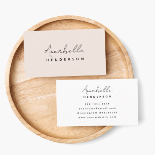 Monogram Blush Pink Moderne, minimalistische vro Visitekaartje