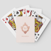Monogram Blush Pink Rose Gold  Crest Naam Pokerkaarten (Achterkant)