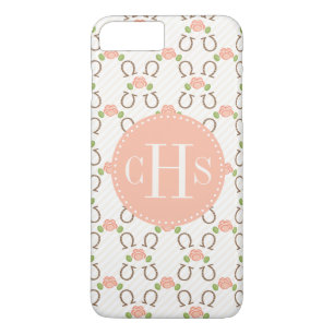 Monogram Blush Roos en Hoefijzer iPhone 8 Plus / 7 Plus Hoesje