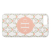 Monogram Blush Roos en Hoefijzer Case-Mate iPhone Case (Achterkant (Horizontaal))