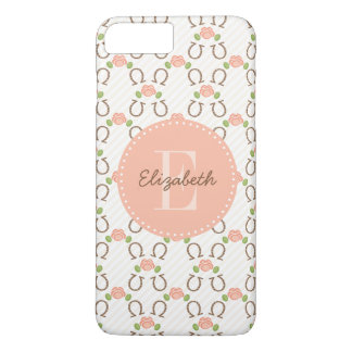 Monogram Blush Roos en Hoefijzer iPhone 8 Plus / 7 Plus Hoesje