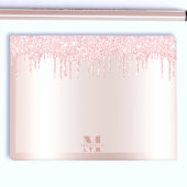 Monogram Blush Roos Goud Dripping Glitter Metallic Post-it® Notes
