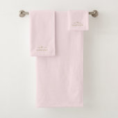 Monogram Blush Roze | Elegant goud minimalistisch  Bad Handdoek (Insitu)