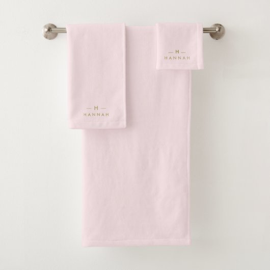 Monogram Blush Roze | Elegant goud minimalistisch  Bad Handdoek (Insitu)