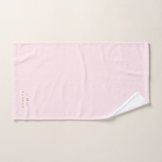 Monogram Blush Roze | Elegant goud minimalistisch  Bad Handdoek (Handdoek)