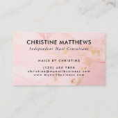 Monogram Blush Roze en Goud Modern Marmer Visitekaartje (Achterkant)