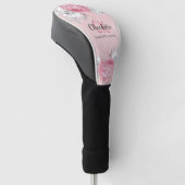 Monogram blush roze floral Silve-foliezakscript Golfheadcover (Schuin)
