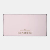 Monogram Blush Roze Gepersonaliseerde Naam Gift id Bureaumat (Voorkant)