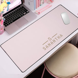 Monogram Blush Roze Gepersonaliseerde Naam Gift id Bureaumat