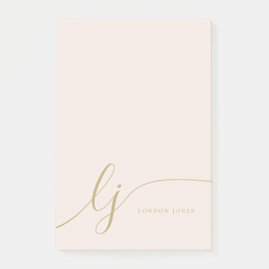 Monogram Blush Roze Goud Modern Minimaal Vrouwelij Post-it® Notes (Voorkant)