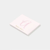 Monogram Blush Roze Goud Modern Minimalistisch Post-it® Notes (Schuin)