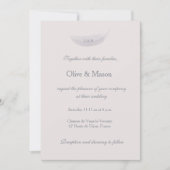 Monogram Blush Roze Grijs Veer Elegante bruiloft Kaart (Voorkant)