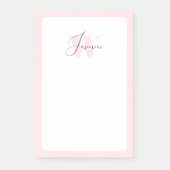 Monogram blush roze meisjesfeminine Cute Script Post-it® Notes (Voorkant)