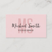 Monogram Blush Roze Minimalistische Moderne QR Cod Visitekaartje (Voorkant)