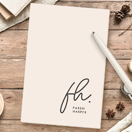 Monogram Blush Roze Modern Script Vrouwelijk Minim Post-it® Notes