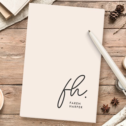 Monogram Blush Roze Modern Script Vrouwelijk Minim Post-it® Notes