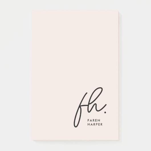 Monogram Blush Roze Modern Script Vrouwelijk Minim Post-it® Notes (Voorkant)
